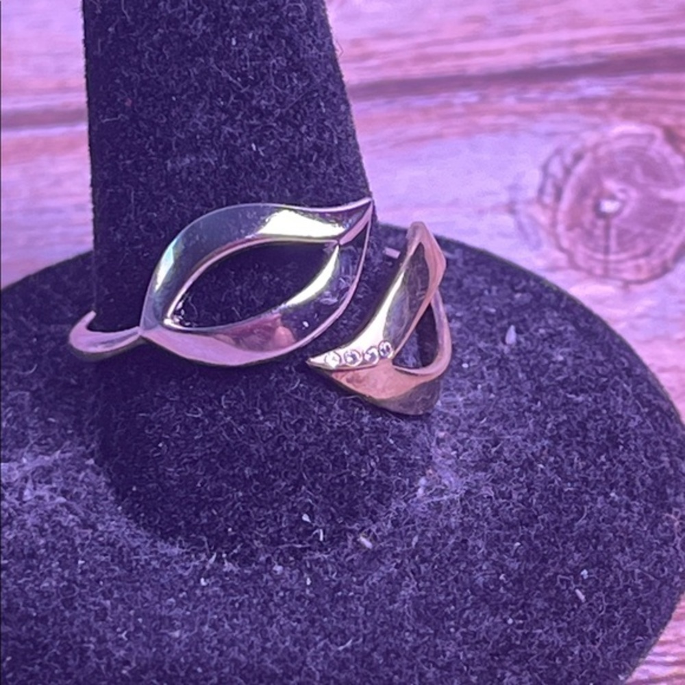 FRANZ BREUNING 925 Sterling Silver 2-Tone Vintage Leaf Ring